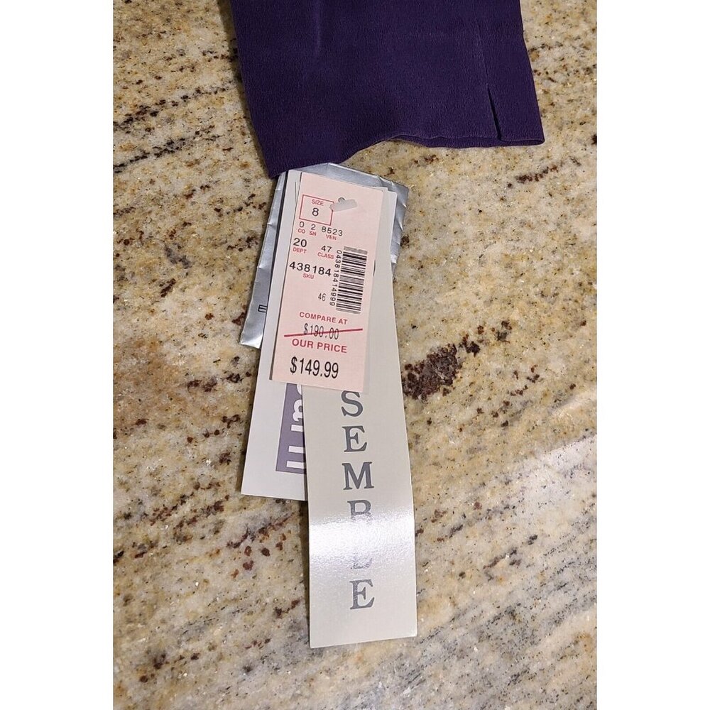 New! Vtg DRESS BARN Sz 8 Purple Silk 3 Piece Blouse, Tank & Pant Set Pleated - Picture 11 of 16